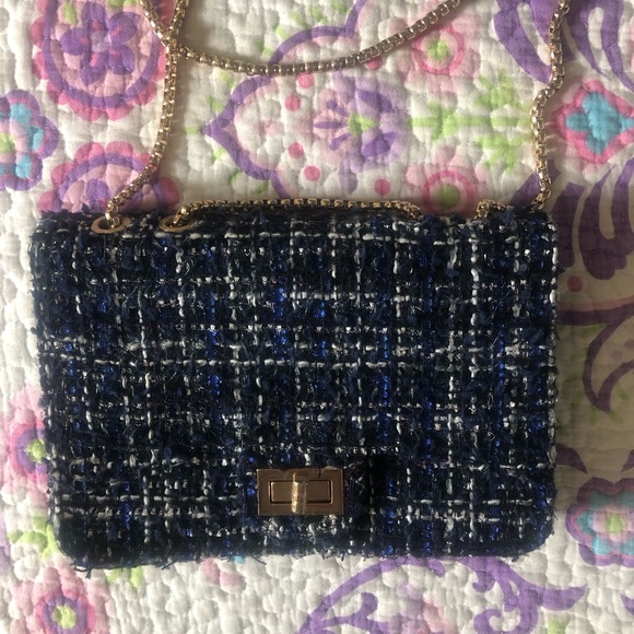 Tweed bag Mia & Luca preppy shoulder bag - Picture 1 of 6
